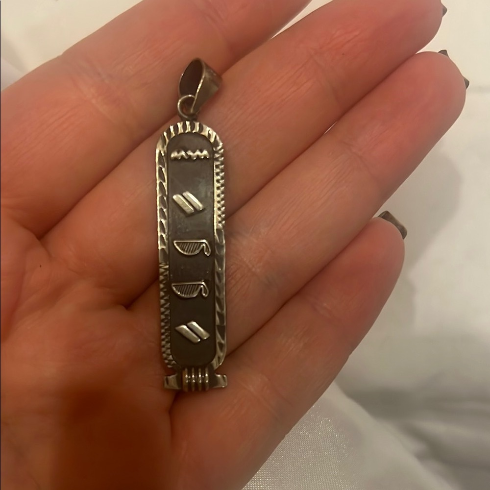 Elegant Egyptian Silver hieroglyphics Cartouche Nikki Pendant